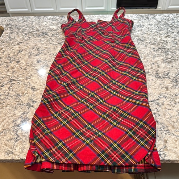 L.A.M.B. | Gwen Stefani Vintage Plaid Wool Dress 2000s Y2K in Red Size S Small - Picture 2 of 16
